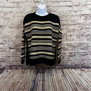 Polo Ralph Lauren Black Tan Stripe Linen Knit Sweater